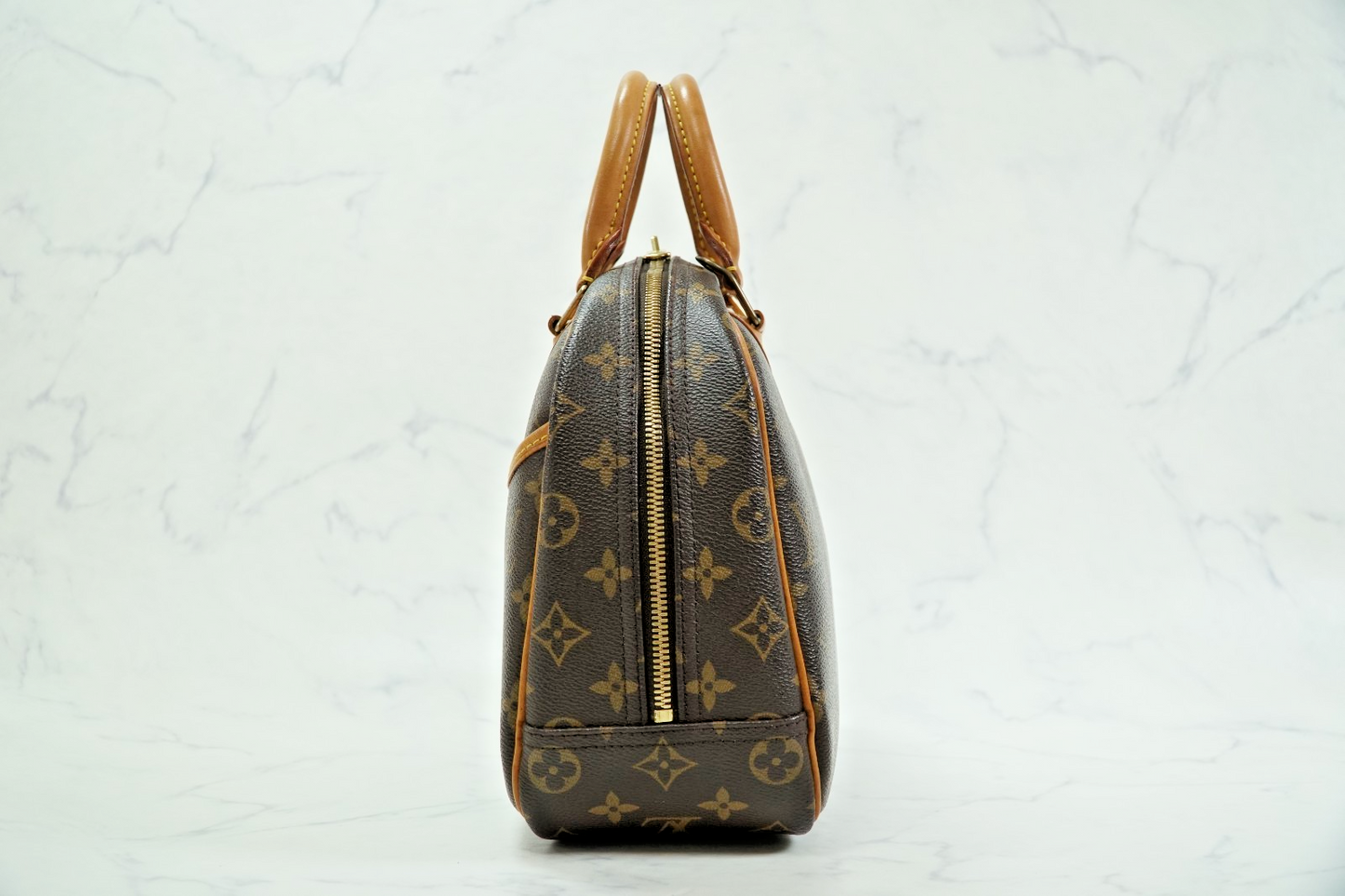 [Good] Louis Vuitton Monogram Trouville M42228 Handbag Brown Canvas Vintage Auth