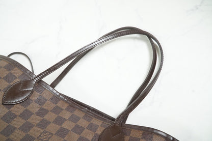 Louis Vuitton Neverfull MM Damier Ebene Tote Bag Brown Canvas Leather France