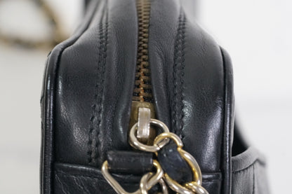 [Rank AB] CHANEL Matelasse Fringe Chain Shoulder Bag Black Lambskin Gold G Card