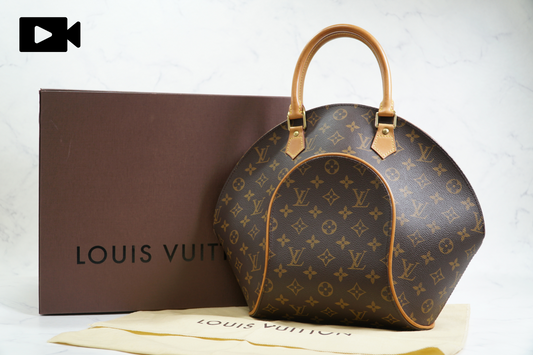 [Rank AB] Louis Vuitton Monogram Ellipse MM Handbag M51126 Brown Canvas w/ Box