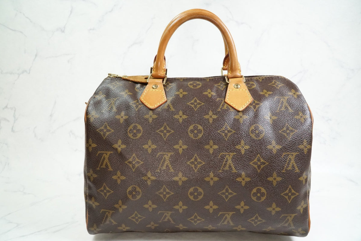 [AB] Louis Vuitton Speedy 30 Monogram Canvas Handbag Brown Purse M41108 Auth