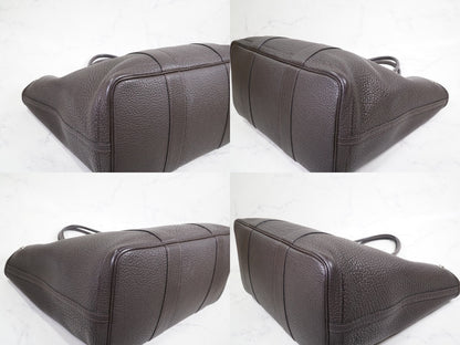 [EXCELLENT] HERMES Garden Party PM 36 Ebene Negonda Leather Tote Handbag T Stamp