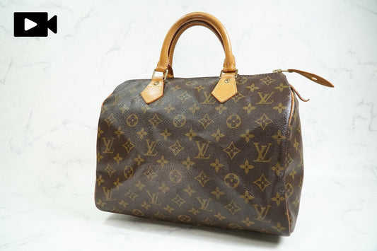 [AB] Louis Vuitton Speedy 30 Monogram Canvas Handbag Brown Purse M41108 Auth