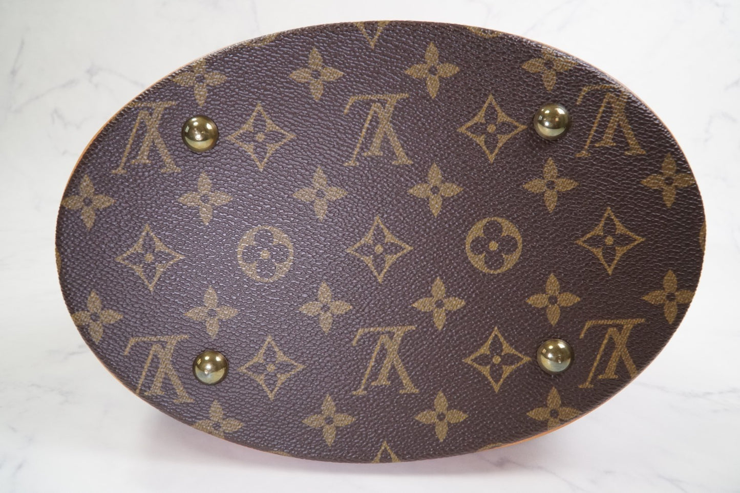 [Good] LOUIS VUITTON Monogram Bucket PM M42238 Shoulder Tote Bag Brown FL0052