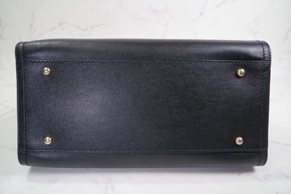 [VERY GOOD] CHANEL Deauville 2way Leather Tote Bag Caviar Skin Black Gold Auth