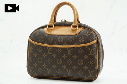 [Good] Louis Vuitton Monogram Trouville M42228 Handbag Brown Canvas Vintage Auth