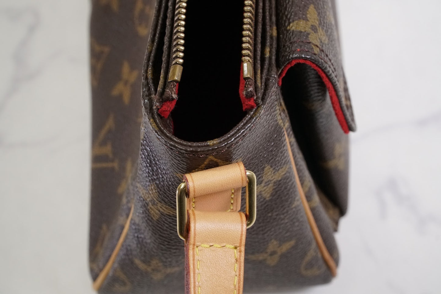 [Rank AB] LOUIS VUITTON Monogram Viva Cite PM Shoulder Bag M51165 Brown Leather