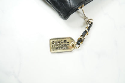Chanel Matelasse Chain Shoulder Bag Fan Shape Black Leather GHW Vintage 1-Series