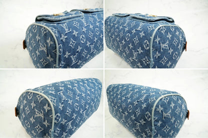 [Rank AB w/ Box ] Louis Vuitton Monogram Denim Neo Speedy Blue Handbag M95019