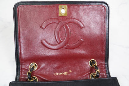 CHANEL Matelasse Full Flap W Chain Shoulder Bag Lambskin Black GHW Vintage Auth