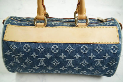 [Rank AB w/ Box ] Louis Vuitton Monogram Denim Neo Speedy Blue Handbag M95019