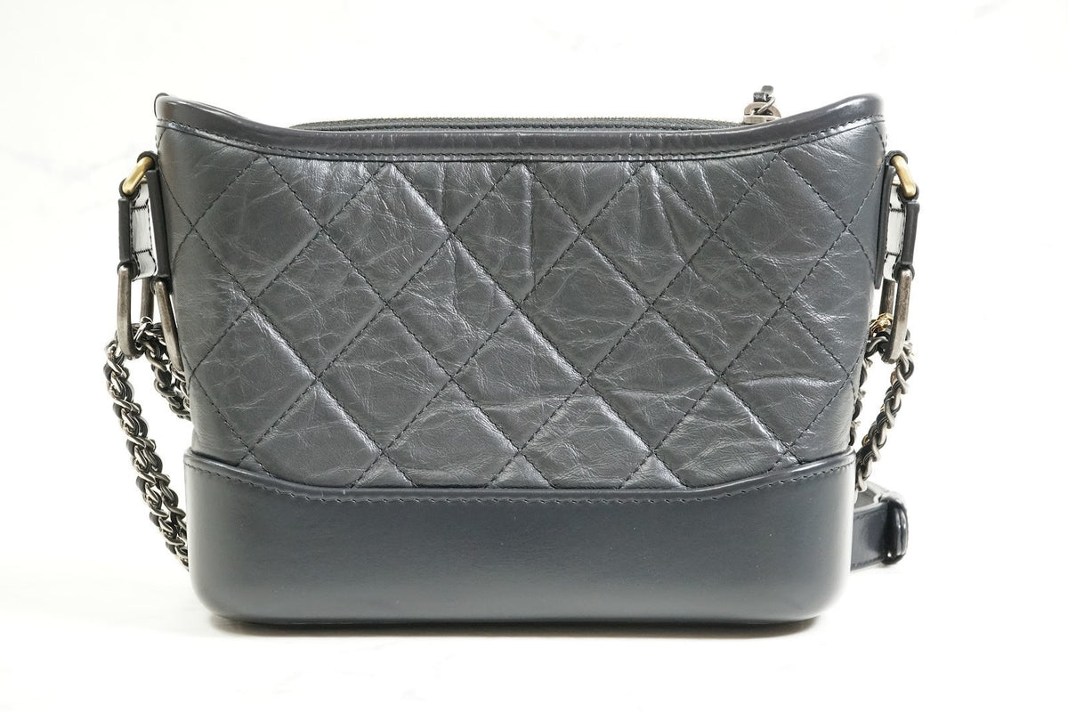 [EXCELLENT] CHANEL Gabrielle Small Hobo Chain Shoulder Bag Aged Calfskin Navy