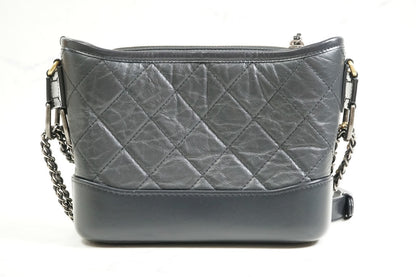 [EXCELLENT] CHANEL Gabrielle Small Hobo Chain Shoulder Bag Aged Calfskin Navy