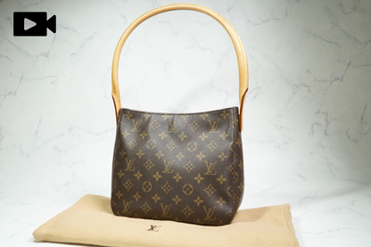 [Good] Louis Vuitton Monogram Looping MM Shoulder Bag M51146 Brown Authentic