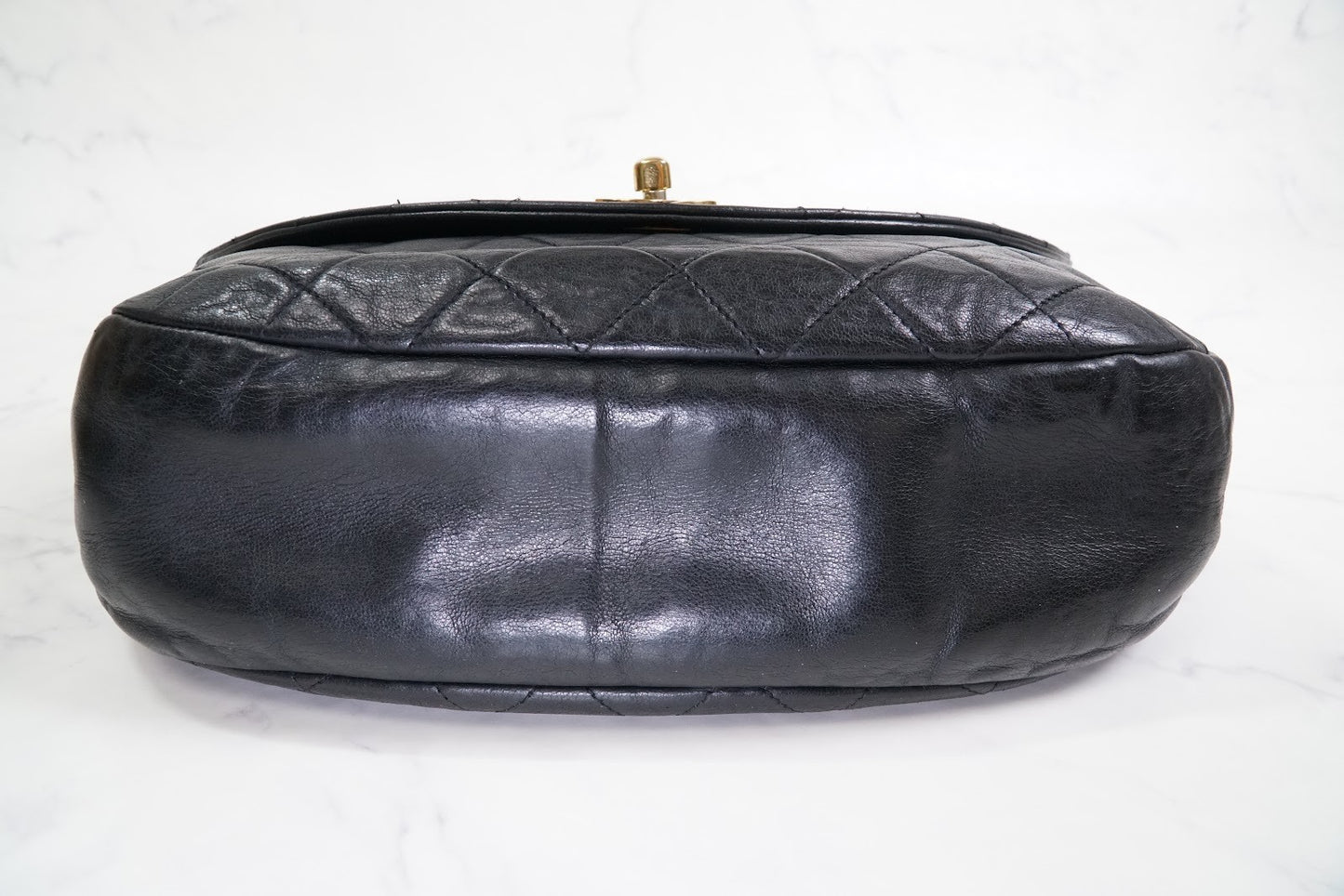 CHANEL Matelasse Half Moon Chain Shoulder Bag Lambskin Black GHW Vintage