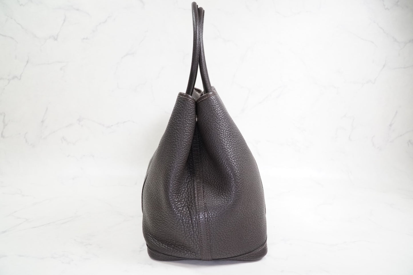[EXCELLENT] HERMES Garden Party PM 36 Ebene Negonda Leather Tote Handbag T Stamp