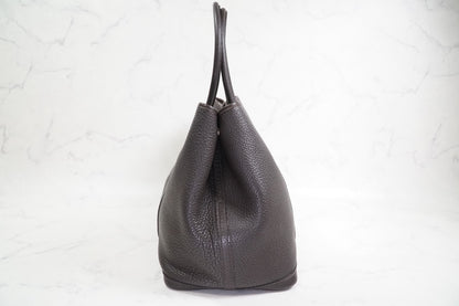 [EXCELLENT] HERMES Garden Party PM 36 Ebene Negonda Leather Tote Handbag T Stamp