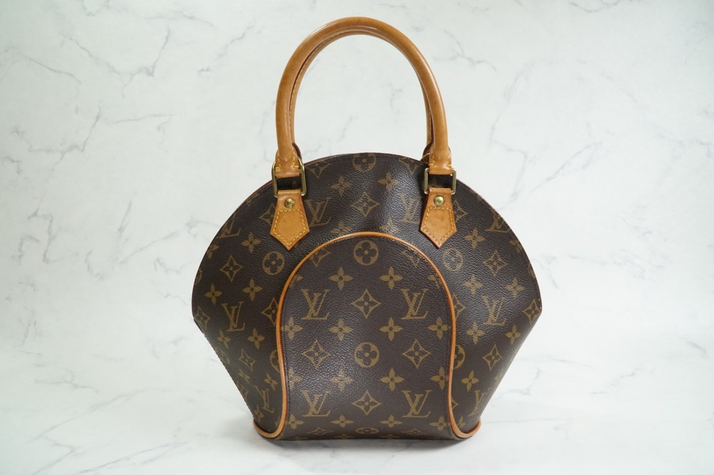 [Rank AB] Louis Vuitton Monogram Ellipse PM Handbag Brown M51127 Vintage Auth