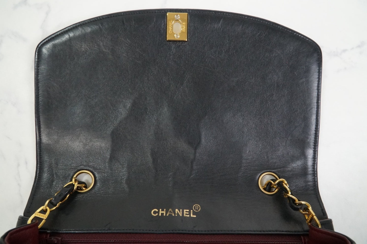 [VERY GOOD] CHANEL Vintage Diana Matelasse Chain Shoulder Bag Black Lambskin