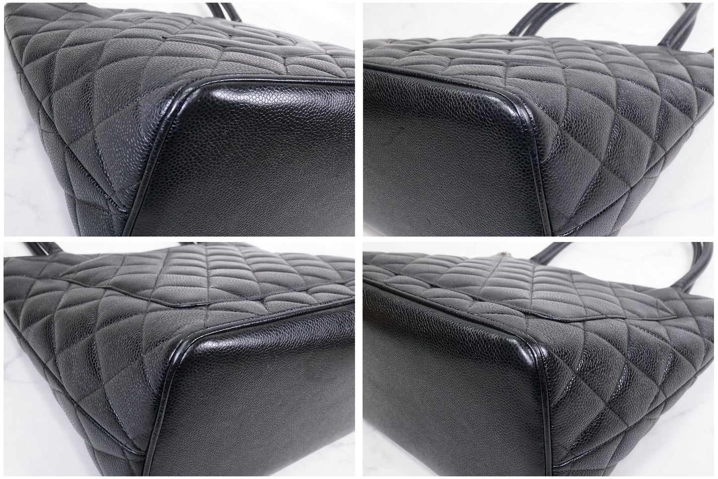 [Rank AB] CHANEL Medallion Tote Caviar Leather Black Silver HW w/ Box Dust Bag