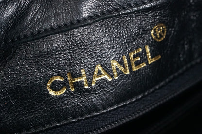 [AB] CHANEL Matelasse Quilted Drawstring Chain Shoulder Bag Lambskin Black Gold