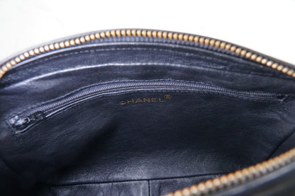 [Rank AB] CHANEL Matelasse Fringe Chain Shoulder Bag Black Lambskin Gold G Card