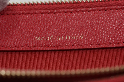 [EXCELLENT] CHANEL Caviar Skin Zipped Chain Wallet Coral Red Crossbody Bag Gold