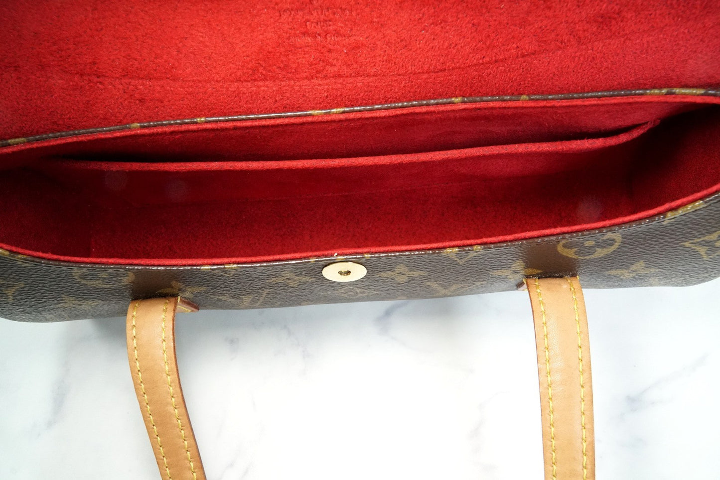 [Rank AB] Louis Vuitton Monogram Sonatine Handbag Canvas Leather Brown M51902