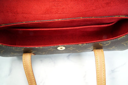 [Rank AB] Louis Vuitton Monogram Sonatine Handbag Canvas Leather Brown M51902