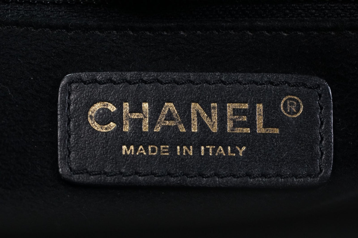[VERY GOOD] CHANEL Deauville 2way Leather Tote Bag Caviar Skin Black Gold Auth