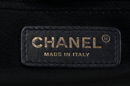 [VERY GOOD] CHANEL Deauville 2way Leather Tote Bag Caviar Skin Black Gold Auth