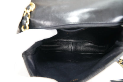 [AB] CHANEL Vintage Matelasse CC Logo Chain Shoulder Bag Lambskin Black Auth