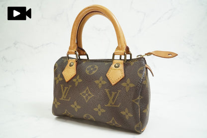 [AB] LOUIS VUITTON Monogram Mini Speedy Handbag M41534 Canvas Brown Vintage Auth