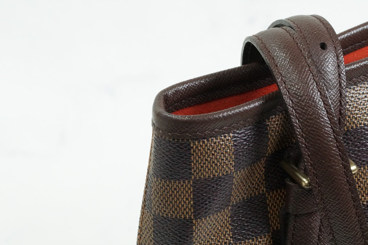 [Rank AB] Louis Vuitton Damier Ebene Marais PM N42240 Bucket Tote Bag Vintage