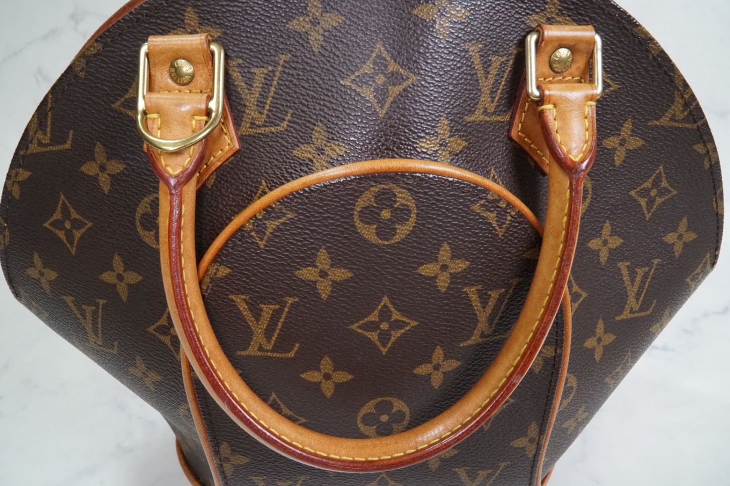 [Rank AB] Louis Vuitton Monogram Ellipse PM Handbag Brown M51127 Vintage Auth