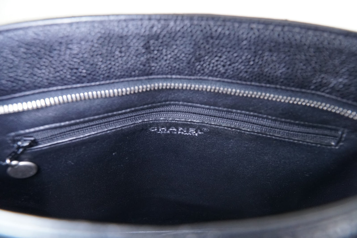 [Rank AB] CHANEL Medallion Tote Caviar Leather Black Silver HW w/ Box Dust Bag
