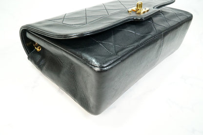 [Rank AB] CHANEL Vintage Diana 25 Matelasse Lambskin Chain Shoulder Bag Black