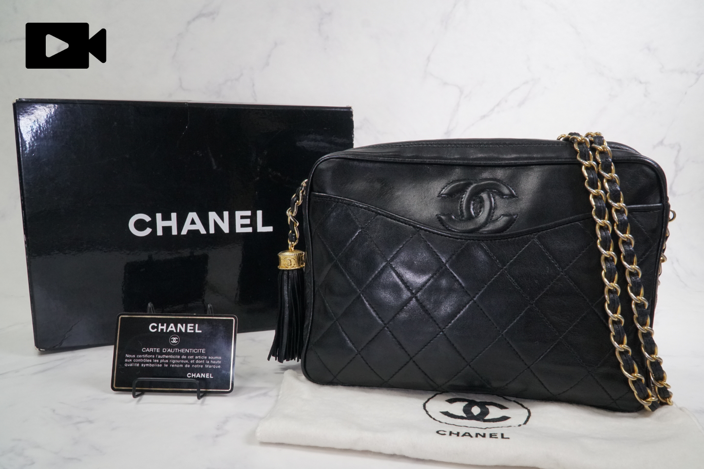 [Rank AB] CHANEL Matelasse Fringe Chain Shoulder Bag Black Lambskin Gold G Card