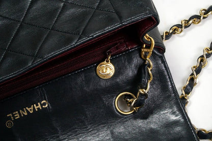 [Rank AB] CHANEL Vintage Diana 25 Matelasse Lambskin Chain Shoulder Bag Black