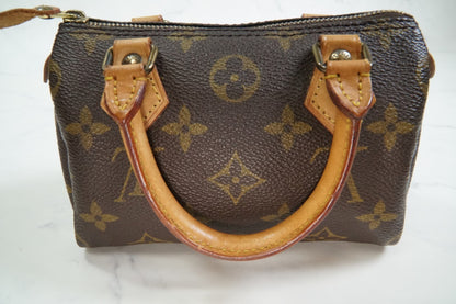 [AB] LOUIS VUITTON Monogram Mini Speedy Handbag M41534 Canvas Brown Vintage Auth