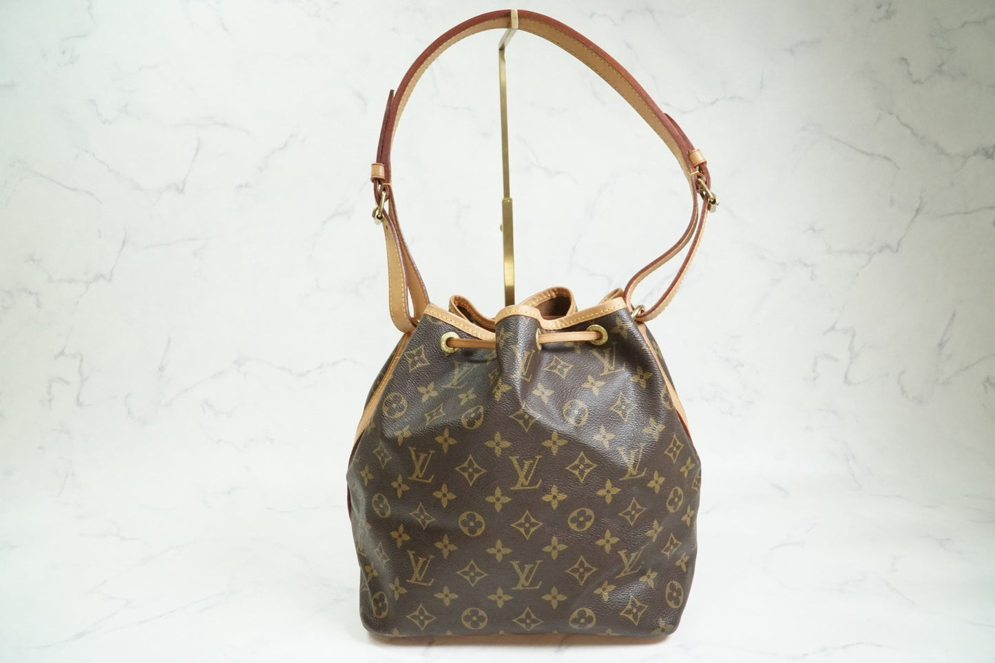 Louis Vuitton Petit Noe M42226 Monogram Canvas Shoulder Bucket Bag Vintage Auth