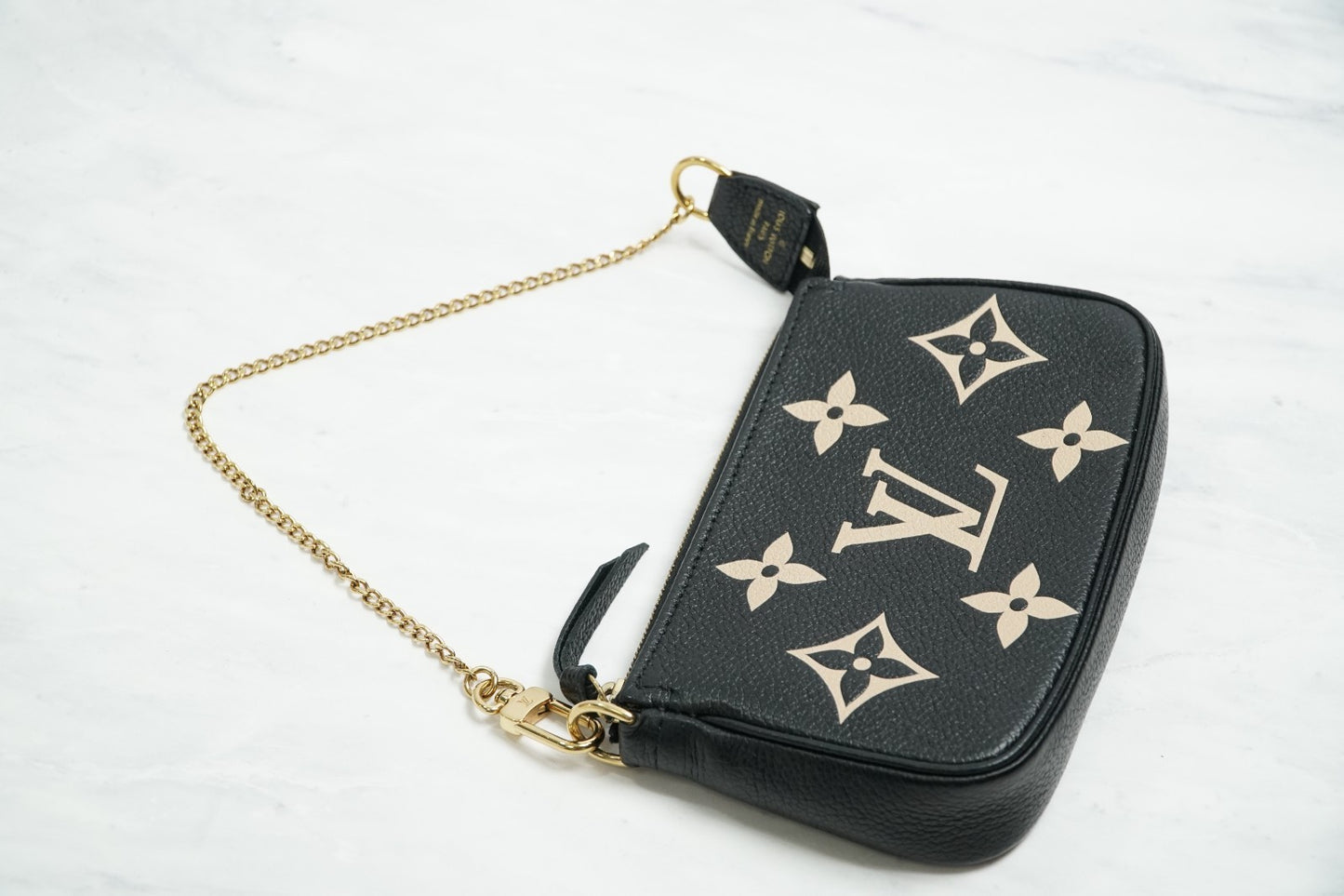 [Very Good] Louis Vuitton Empreinte Mini Pochette Accessoires Black Beige M80732