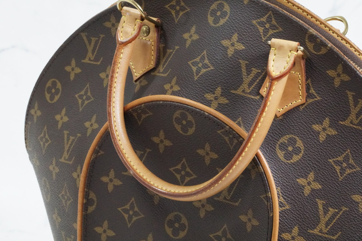 [Rank AB] Louis Vuitton Monogram Ellipse MM Handbag M51126 Brown Canvas w/ Box