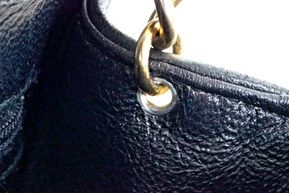 [AB] CHANEL Vintage Matelasse CC Logo Chain Shoulder Bag Lambskin Black Auth