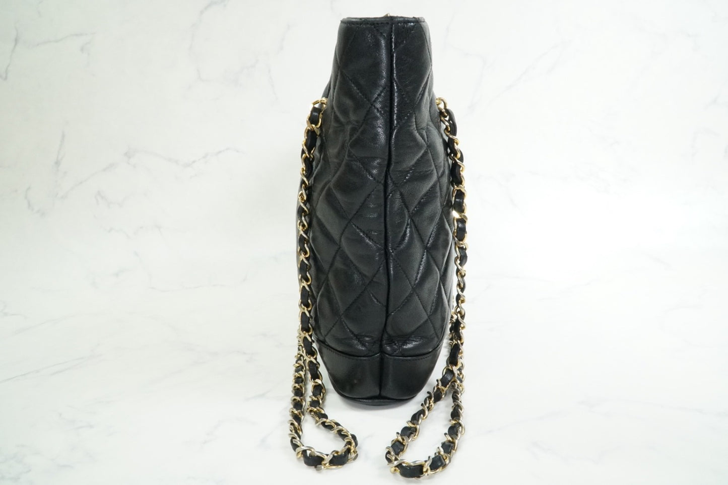 Chanel Matelasse Chain Shoulder Bag Fan Shape Black Leather GHW Vintage 1-Series