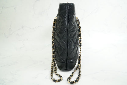 Chanel Matelasse Chain Shoulder Bag Fan Shape Black Leather GHW Vintage 1-Series