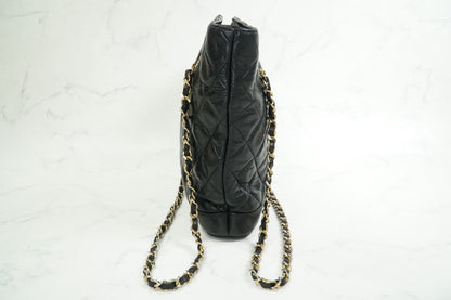 Chanel Matelasse Chain Shoulder Bag Fan Shape Black Leather GHW Vintage 1-Series