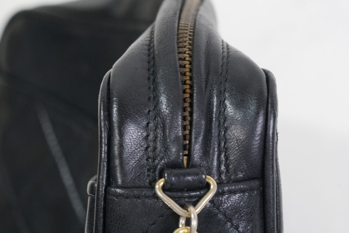 [Rank AB] CHANEL Matelasse Fringe Chain Shoulder Bag Black Lambskin Gold G Card