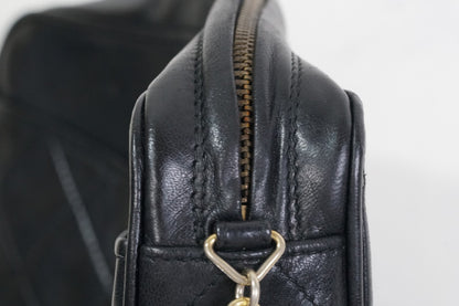 [Rank AB] CHANEL Matelasse Fringe Chain Shoulder Bag Black Lambskin Gold G Card