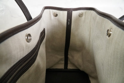 [EXCELLENT] HERMES Garden Party PM 36 Ebene Negonda Leather Tote Handbag T Stamp